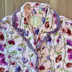 Victorias Secret Pj's Top Women's sz M Violet Purple Floral Cotton/ Silk  PJ's